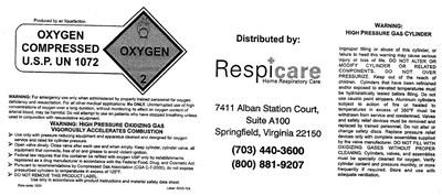 Oxygen Compressed Label (Oxygen Label)